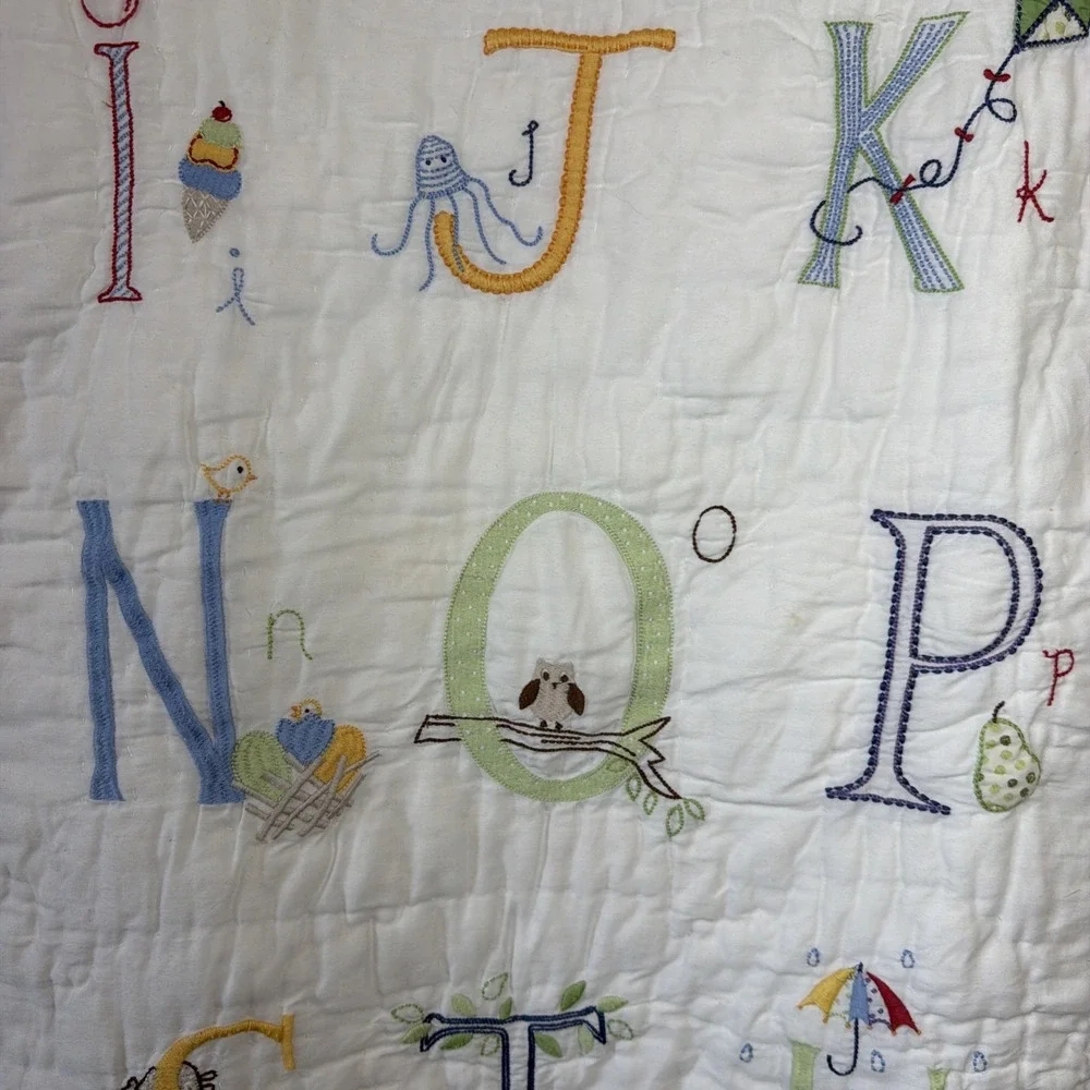 Pottery Barn Kids Vintage Animal Alphabet Embroidered Baby Quilt 37